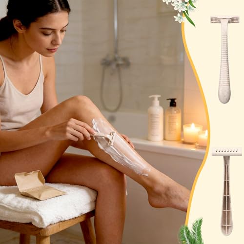 LemonRoad 100 Pcs Individually Wrapped Disposable Razors Bulk for Women Men Biodegradable Portable Twin Blade Shaving Razor Wheat Straw Shavers for Hotel Homeless Shelter Charity Camping Travel
