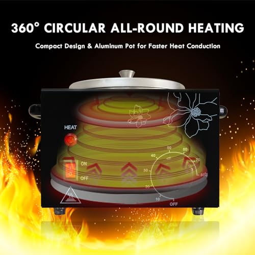 Wax Warmer with Adjustable Temperature - Hair Removal Heating Device - Black Single Pot
