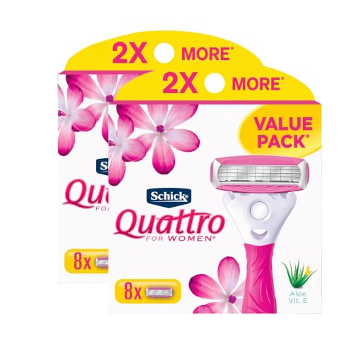 Schick Quattro Women's Razor Refills - Pack of 16, 4 Blades for Legs and Body