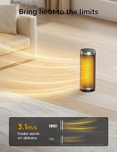 DREO 1500W Space Heater with ALCI Safety Plug - Silver Indoor & Bathroom Use