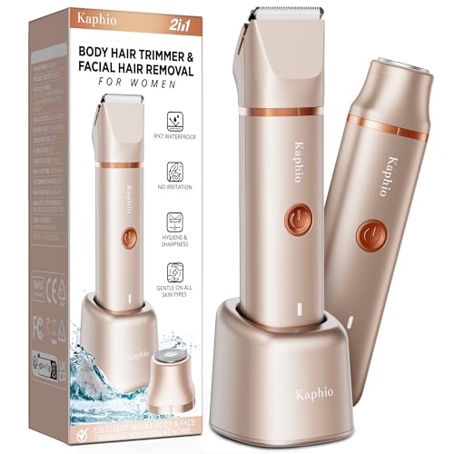 Bikini Trimmer for Women Pubic Hair: 2 in 1 Electric Razors for Women - Rechargeable Electric Shaver - IPX7 Waterproof Lady Shaver for Travel & Shower Use in Summer