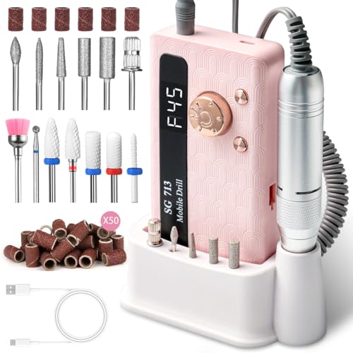 PowerRider Professional Electric Nail Drill Kit 45000RPM with 11 Bits & LED Screen for Salon & Home Use