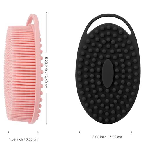 6-Pack Silicone Body Scrubber Loofah Set for Sensitive Skin - Black Pink Blue Green Purple Grey