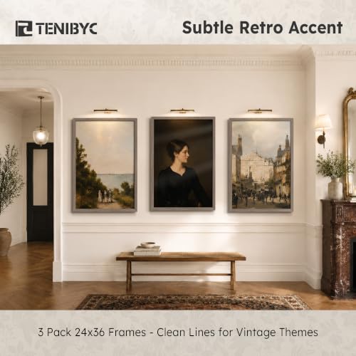 Walnut 24x36 Poster Frame 3 Pack - Gallery Wall Hanging, Horizontal & Vertical