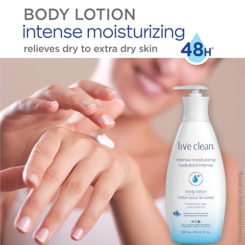 Live Clean Intense Moisture Fragrance-Free Body Lotion Pack of 2 - 18 Fl Oz Each