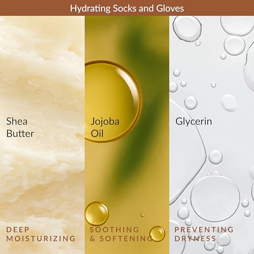 Epielle Hydrating & Moisturizing Hand & Foot Masks, Relieve and Soften Dry, Rough Skin, Self Care Gifts for Women, Spa Kit, Stocking Stuffers, 6 Moisturizing Gloves & 6 Moisturizing Socks