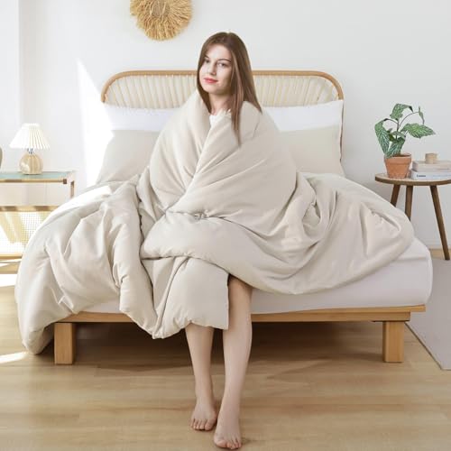 Alaskan King Comforter Set Beige 136x120 Boho Oversized Bedding Quilt