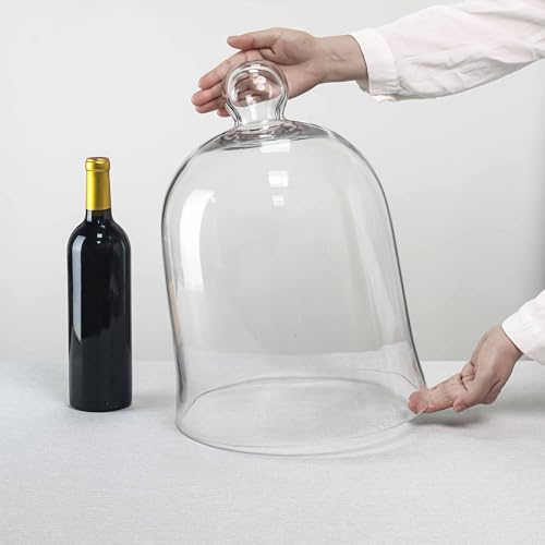 Glass Bell Dome Cloche - Hand-Blown Crystal Cover for Display & Decor - H16 W12 Variation