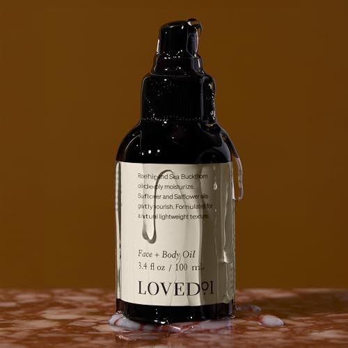 Loved01 Face & Body Oil 3.4 Fl Oz 2-Pack - Vitamin A & E Lightweight Hydration