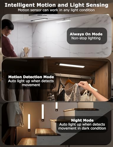 Wireless Under Cabinet Lighting 12 Inch Black 6 Pack with Remote & Motion Sensor Variation of Black 12inch / 6pack