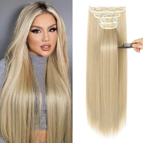 28 Inch Thick Clip-In Hair Extensions Set - Medium Blonde, 4 Pieces, 320g Variation of THIS listing