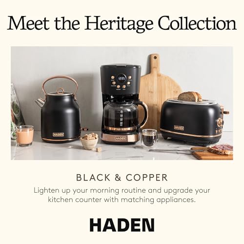 HADEN 12-Cup Programmable Coffee Machine with Black and Copper Finish