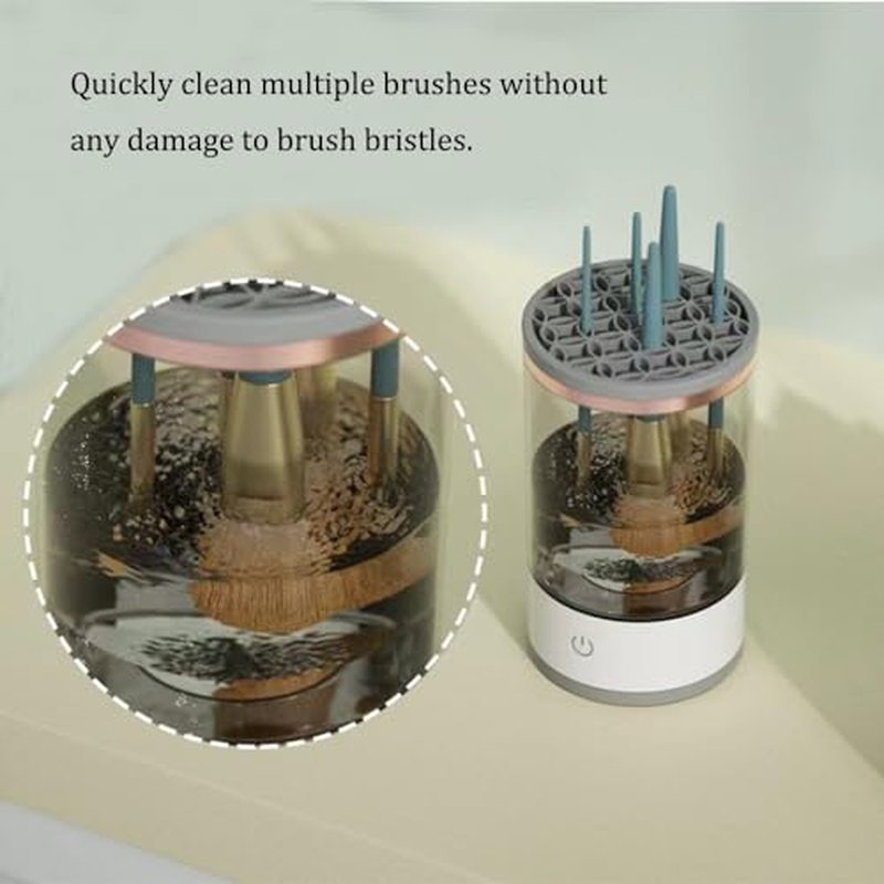 Makeup Brush Cleaning Machine - Automatic Cosmetics Brush Cleaner, Electric Make-up Brush Cleaner and Dryer, Dust-proof Beauty Brushes Organizer, Birthday Gift for Ladies