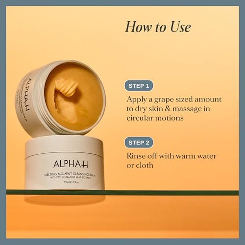 Alpha-H Melting Moment Cleansing Balm For Your Face - Removes SPF, Dirt & Pollution - Nourishing Balm To Oil For All Skin Types - Vegan & Pregnancy Safe Makeup Remover
