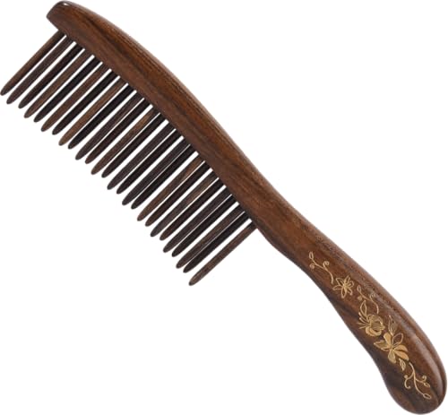 Handmade Wooden Wide Tooth Comb for Curly Hair - Anti-Static Detangling Hairbrush