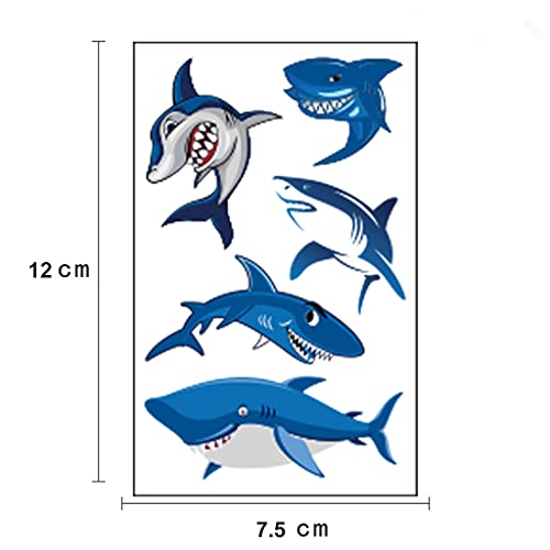 54Pcs Shark Temporary Tattoos, Under Ocean Fish Animals Fake Tattoo Stickers Decorations, Home Activity Classroom School Prizes Rewards, Birthday Party Favor Supplies