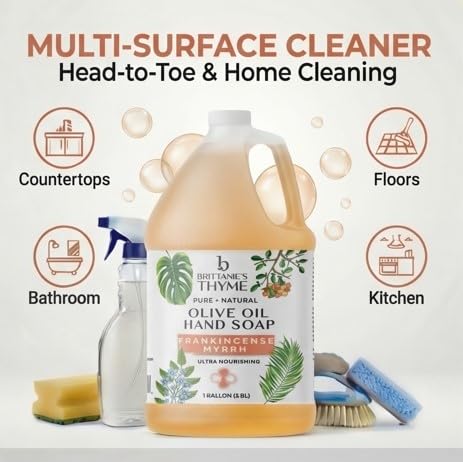 Brittanie's Pure Organic Castile Liquid Soap Refill Frankincense 128oz - Vegan & Eco-Friendly