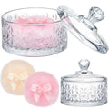 Tioncy 3 Pcs Large Body Powder Puff and Container Powder Container with Puff Crystal Case Soft Washable Reusable Velour Face Body Glitter Wet Dry Makeup(Diamond,Clear)