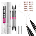 Pudaier 2 Pack 2 Fine Tip Eyebrow Pen, Waterproof Filling Faux Brow Makeup Pencils for Women with Precise Curved Brush-Tip to Fast Create Natural Hair-Like Brows, Last All-Day (Natural Brown)