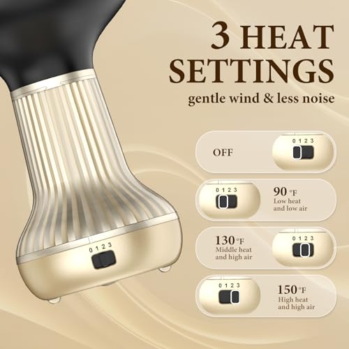 Diffuser Hair Dryer for Curly Hair - 800W, 3 Heat Settings, Lightweight & Fast Drying