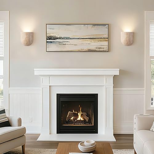Half Bowl Travertine Wall Sconce - Up Light Only, 6.1 Inch Natural Stone Minimalist Wall Lamp with G9 LED Bulb