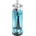 Glass Disinfectant Jar with anti-slip pad 53 Oz/1500ML, Barber Disinfectant Jar With Removable Basket, Large Sterilizing for Manicure & Pedicure Implements Stainless Steel 11.7"H x 3.8"W