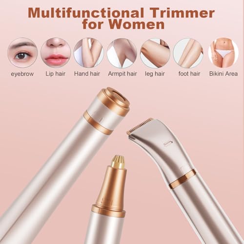 3 in 1 Women Face Shaver, Electric Eyebrow Trimmer Women Facial Hair Remover Waterproof Rechargeable Electric Shaver Razors for Face Nose Eyebrow Beard Mustache Arm Leg Armpit