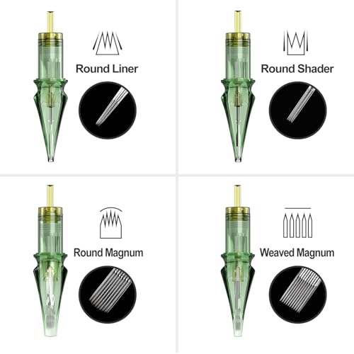 Solong Pro Disposable Tattoo Cartridge Needles 50Pcs Kit - Round Liner & Magnum 10#