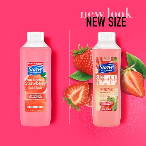 Suave Shampoo, Sun-Ripened Strawberry Family-Size ? Energizing Shampoo with Strawberry Extract & Vitamin E, 22.5 Oz