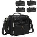 Makeup Brush Bag Extra Large Makeup Brush Case with 4 small bags Professional Makeup Artist Brush Holder Stand Up Organizer for Travel with Adjustable Dividers and Shoulder Strap