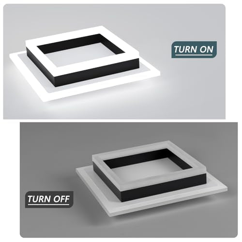 LED Ceiling Light Fixture 32W Modern Flush Mount Square Kitchen & Hallway Lighting - White & Black 3 Pack