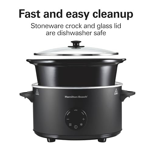6 Quart Programmable Slow Cooker with Defrost Function - Black