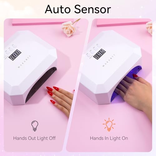 Makartt UV Nail Lamp: LED Light for Gel Polish 36W Nails Curing Dryer with 4 Timer Setting Display Auto Sensor, Professional Flash Cure Lamp for Salon & Home