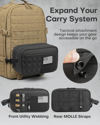 Tactical Toiletry Bag Men 11x4.5x6.1 inch Waterproof MOLLE Pouch Black