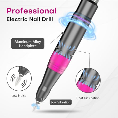 TUOBEO Cordless Nail Drill Electric Nail File - Gray, 45000 RPM, Rechargeable Professional Manicure Tool