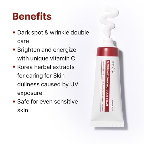 AVCA Age Guard Blemish And Dark Spot Care Cream - Korean Dark Spot Cream for Even Skin Tone and Skin Elasticity, Dark Spot Remover, Rapid Tone Repair (50ml/1.69fl.oz.)