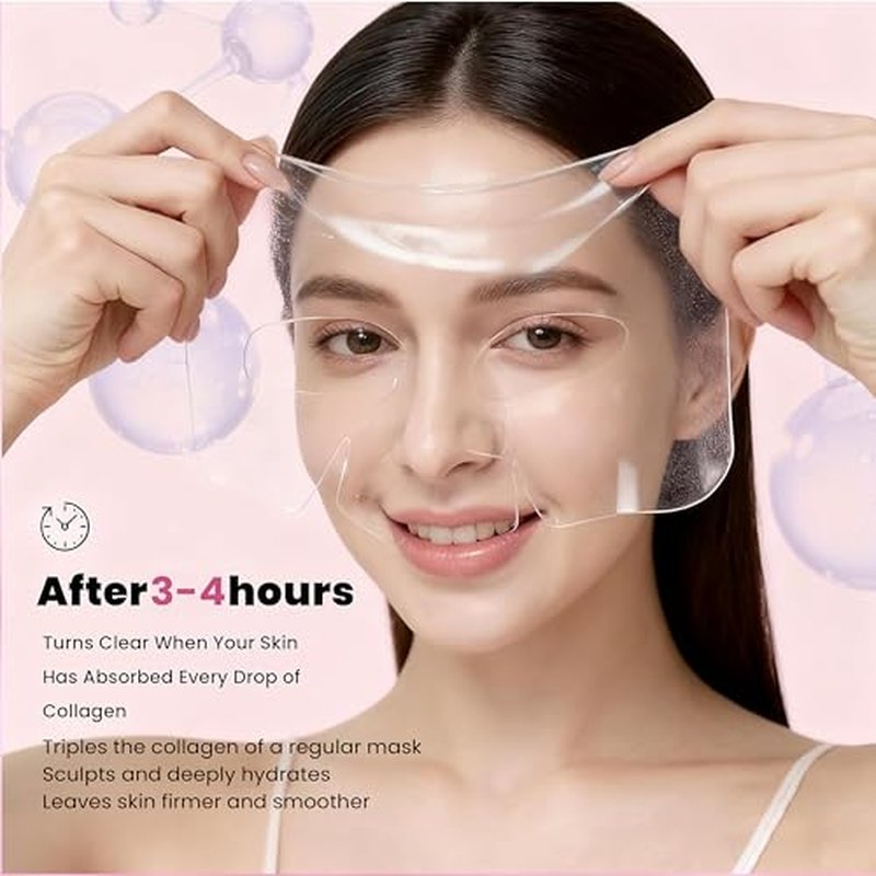 Collagen Glow Up Mask 2.0, Bio Collagen Face Mask for Firming Skin, Deep Hydration, Wrinkle & Pore Reduction(4 Count (Pack of 2))