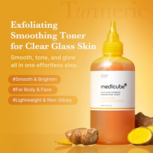 Medicube Kojic Acid Turmeric Smoothing Toner - Pack of 2, 8.45 fl oz, Face & Body