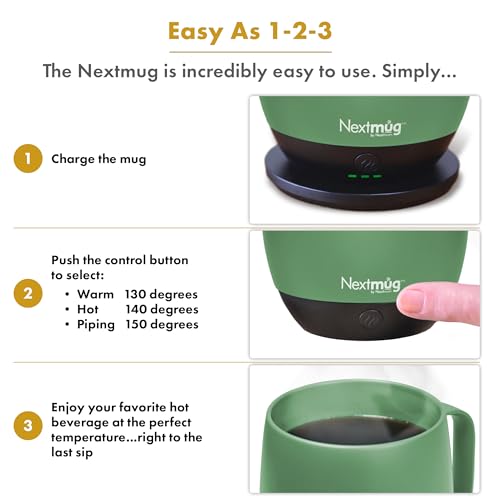 Nextmug 14 Oz Temperature-Controlled Self-Heating Coffee Mug - Sage