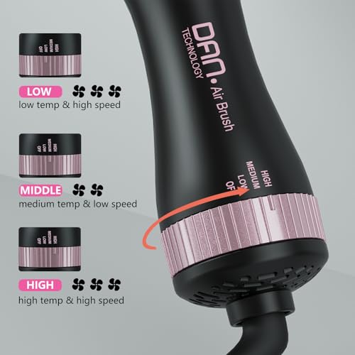 DAN Dual Voltage Hair Dryer Brush - Black 4-in-1 Travel Styling Tool