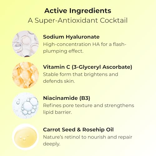 Gle Facial Super Antioxidant Serum with Hyaluronic Acid Anti-Aging serum to Reduce the Appearance of Fine Lines and Wrinkles, Hydrating and Rejuvenating For Plumper, Smoother Skin. 1 fl oz