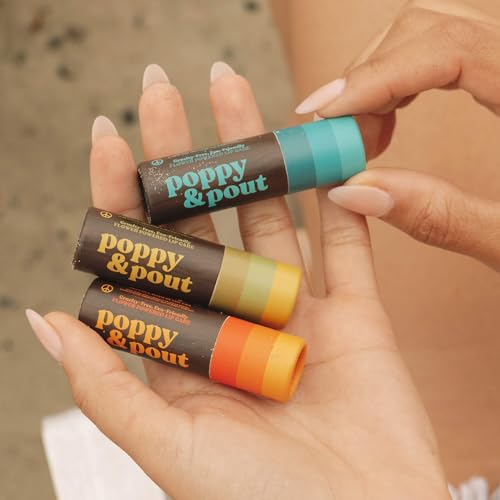 Poppy & Pout Jumbo Lip Balm Gift Set - 3 Retro Surf Flavors, Natural & Cruelty-Free