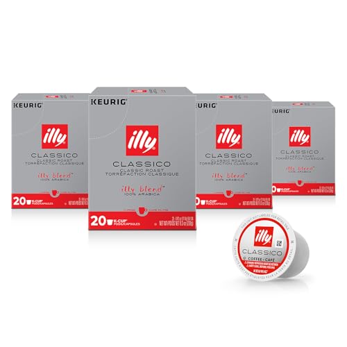 illy Coffee K Cup Pods Classico Medium Roast 20 Count Pack of 4 - Compatible with Keurig