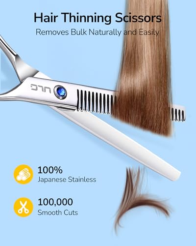 ULG Kids Hair Cutting Scissors 6.5" Safety Round Tip Haircut Kit - Blue 4pcs Set