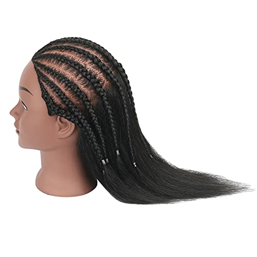 Real Human Hair Mannequin Head for Hairdressing Practice - 20-22 Inch Cosmetology Doll with Stand Clamp