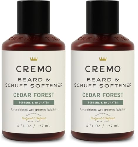 Cremo Cedar Forest Beard & Scruff Softener 6oz Pack of 2 - Softens & Conditions Facial Hair