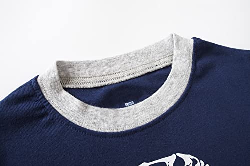 Family Feeling Kids & Adults Striped Christmas Pajamas Set 2-Piece Cotton - Dinosaur Blue Variation