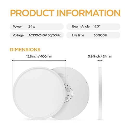 TALOYA 15.8 Inch White Flush Mount LED Ceiling Light, 2-Pack, 5CCT Adjustable