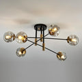 Modern Black and Gold Glass Globe Sputnik Ceiling Light Fixture - Semi-Flush Mount for Living Room, Kitchen, Bedroom