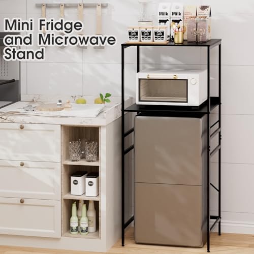 Black 2-Tier Mini Fridge Shelf Rack for Microwave & Kitchen Storage